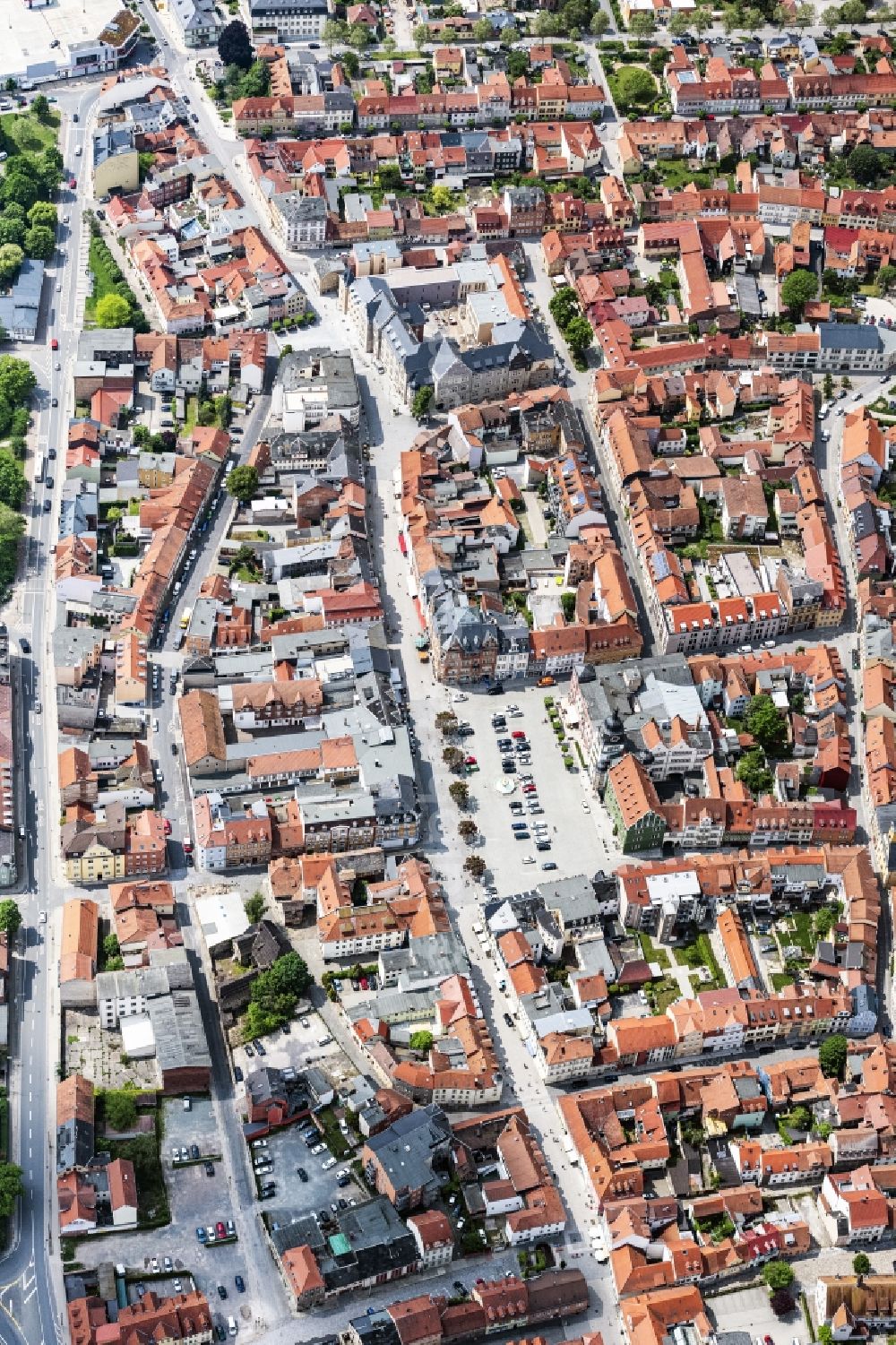 Aerial photograph Rudolstadt - City view on down town in Rudolstadt in the state Thuringia, Germany