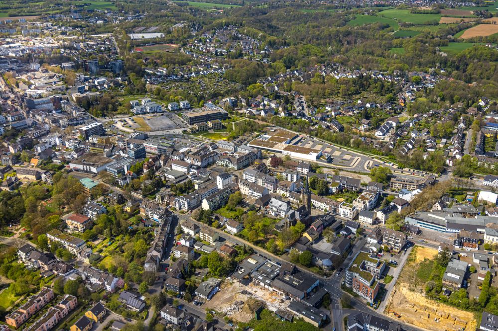 Aerial photograph Heiligenhaus - City view on down town along Suedring in Heiligenhaus at Ruhrgebiet in the state North Rhine-Westphalia, Germany