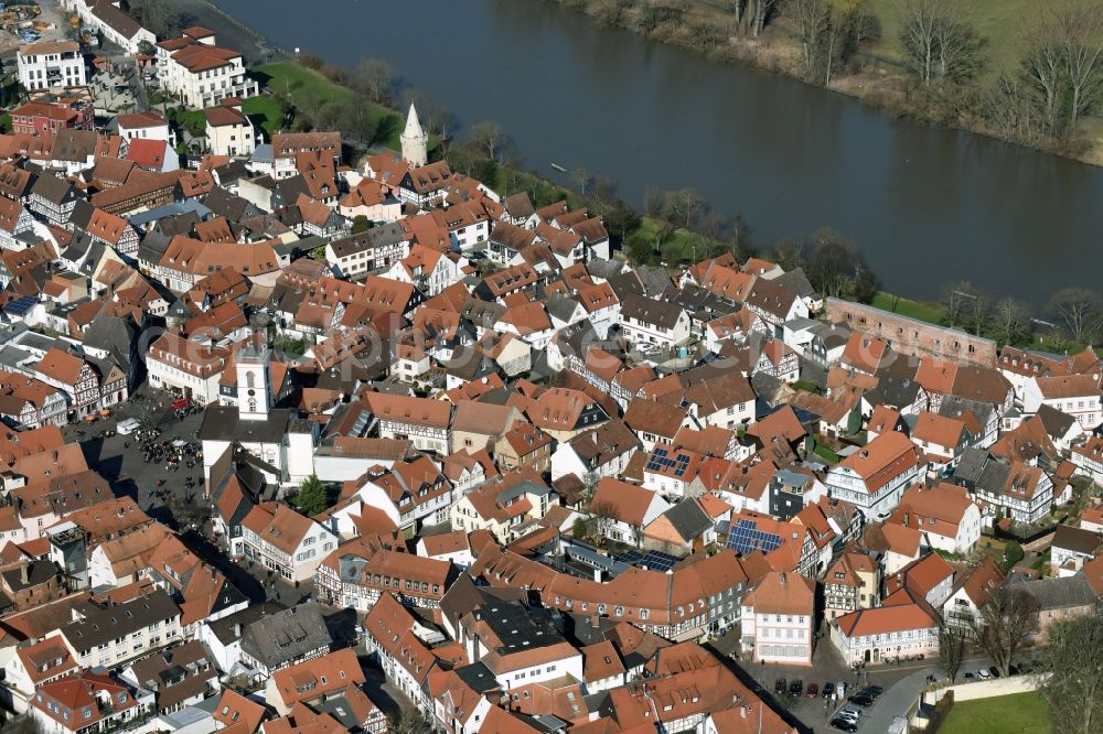 Aerial image Seligenstadt - City view of the city area of Seligenstadt in the state Hesse