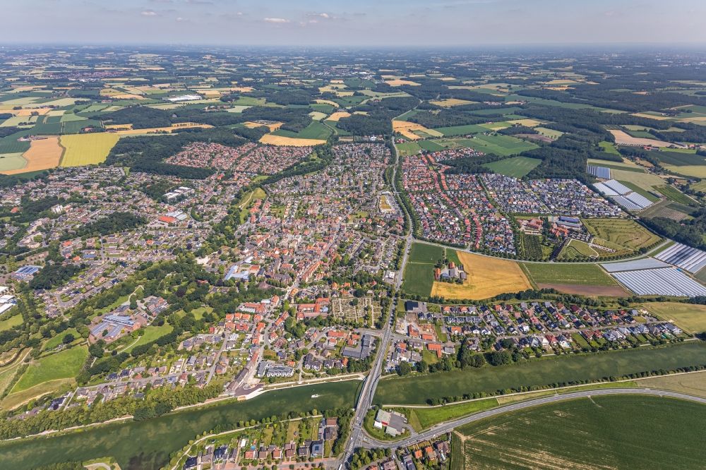 Senden from above - City view on down town in Senden in the state North Rhine-Westphalia, Germany