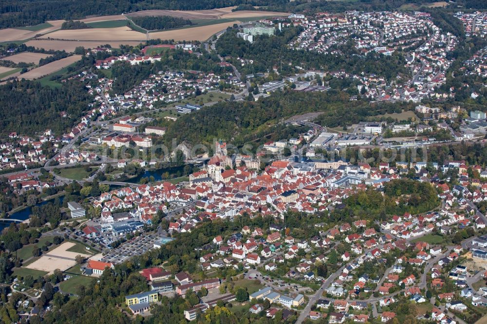 Sigmaringen from the bird's eye view: City view of the city area of in Sigmaringen in the state Baden-Wurttemberg, Germany