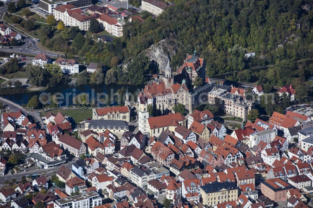Aerial photograph Sigmaringen - City view of the city area of in Sigmaringen in the state Baden-Wurttemberg, Germany