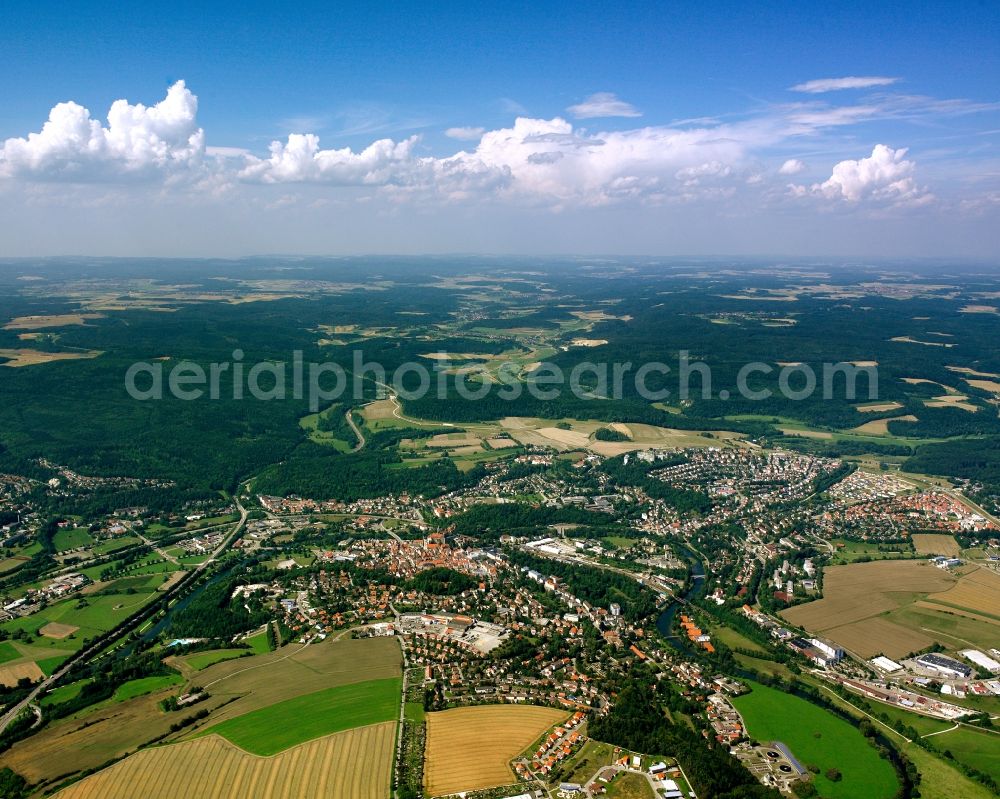 Sigmaringen from the bird's eye view: City view on down town in Sigmaringen in the state Baden-Wuerttemberg, Germany