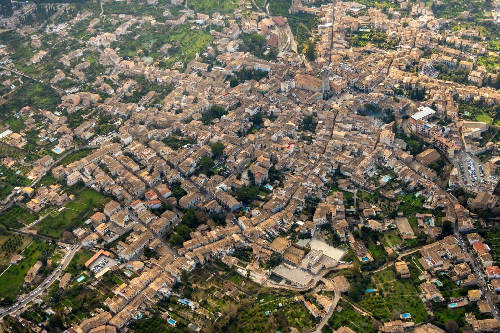 Soller from above - City view on down town in Soller in Balearic Islands, Spain