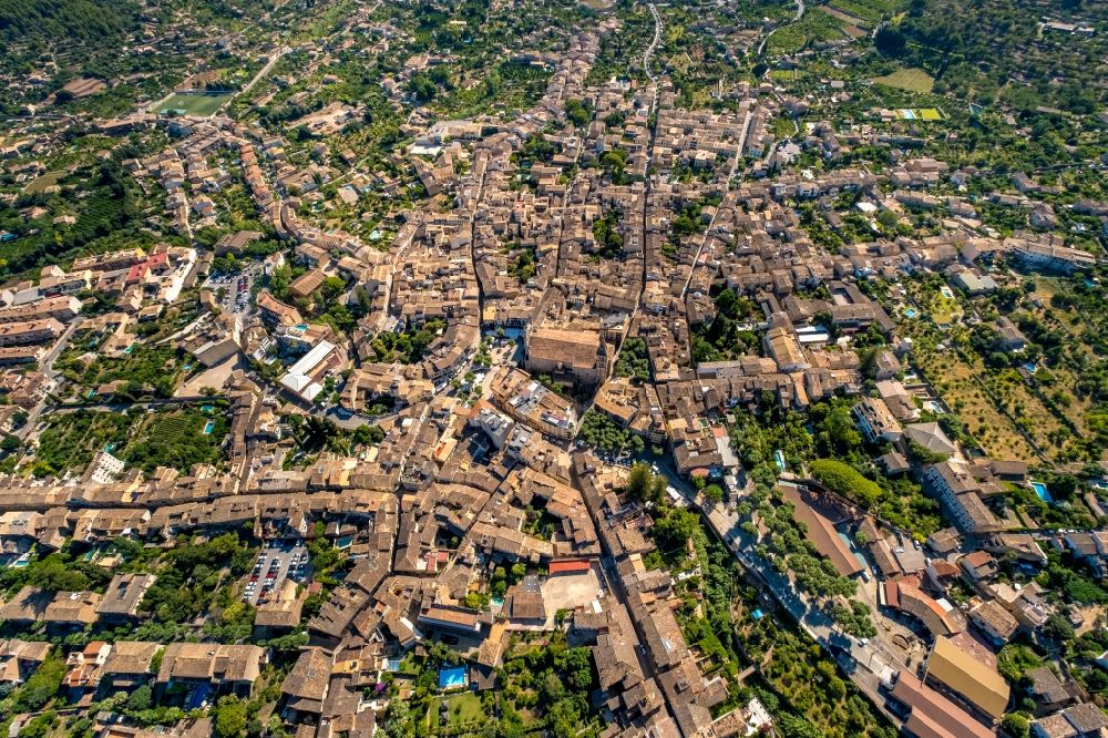 Aerial photograph Soller - City view on down town in Soller in Balearic Islands, Spain
