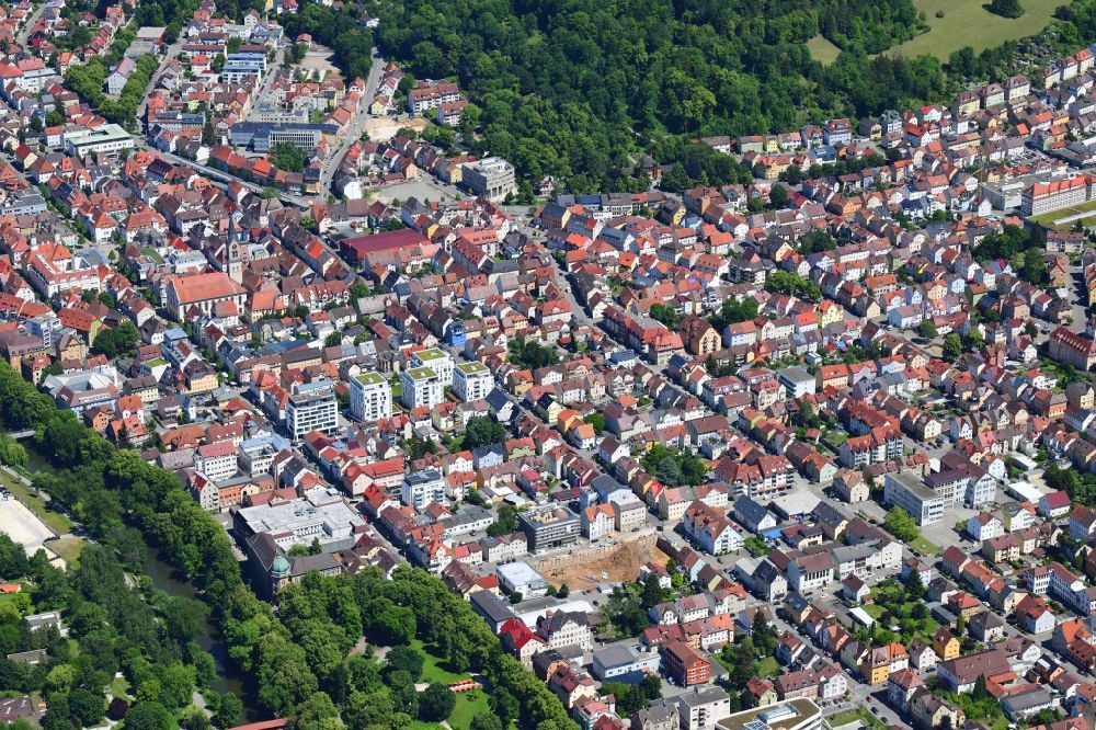 Tuttlingen from above - Downtown in the city in Tuttlingen in the state Baden-Wuerttemberg, Germany