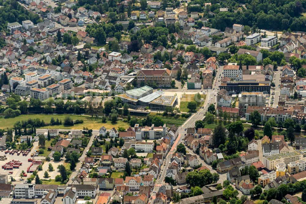 Tuttlingen from the bird's eye view: City view on down town Stadthalle on Donau in Tuttlingen in the state Baden-Wuerttemberg, Germany