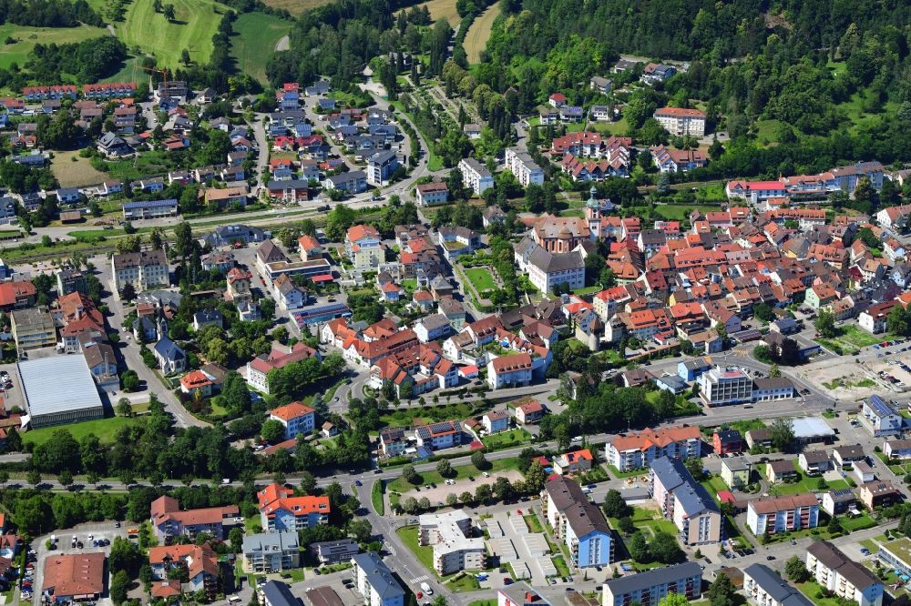 Aerial image Waldshut-Tiengen - City view on down town des Stadtteils Tiengen in Waldshut-Tiengen in the state Baden-Wuerttemberg, Germany