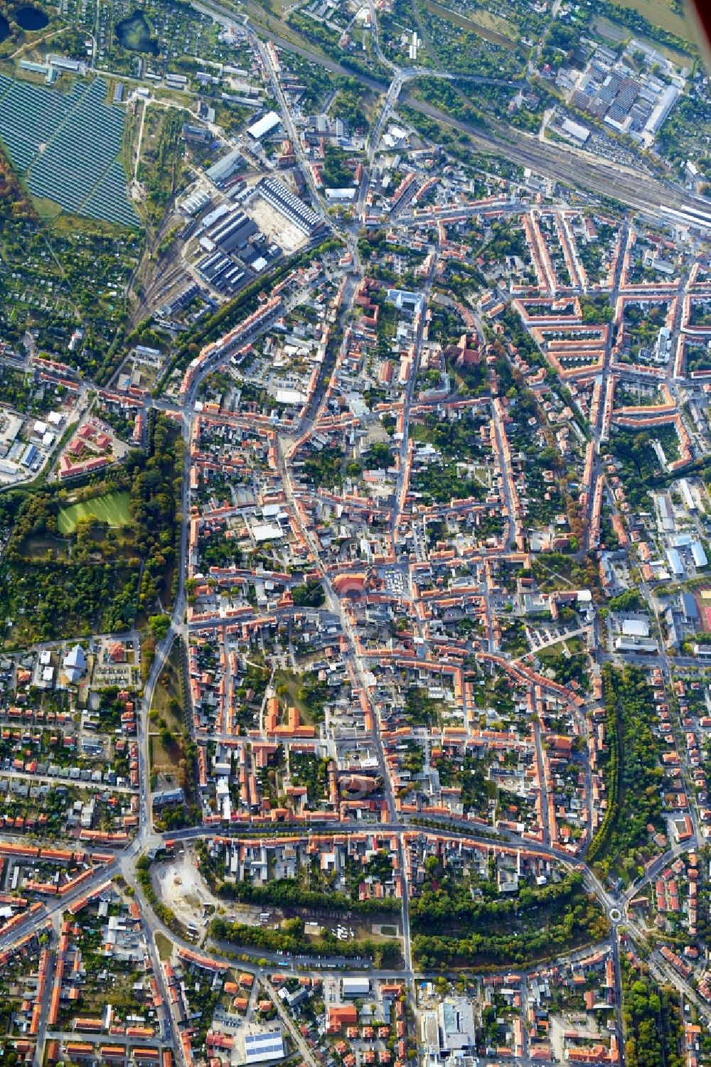Aerial image Stendal - City view of the city area of in Stendal in the state Saxony-Anhalt, Germany