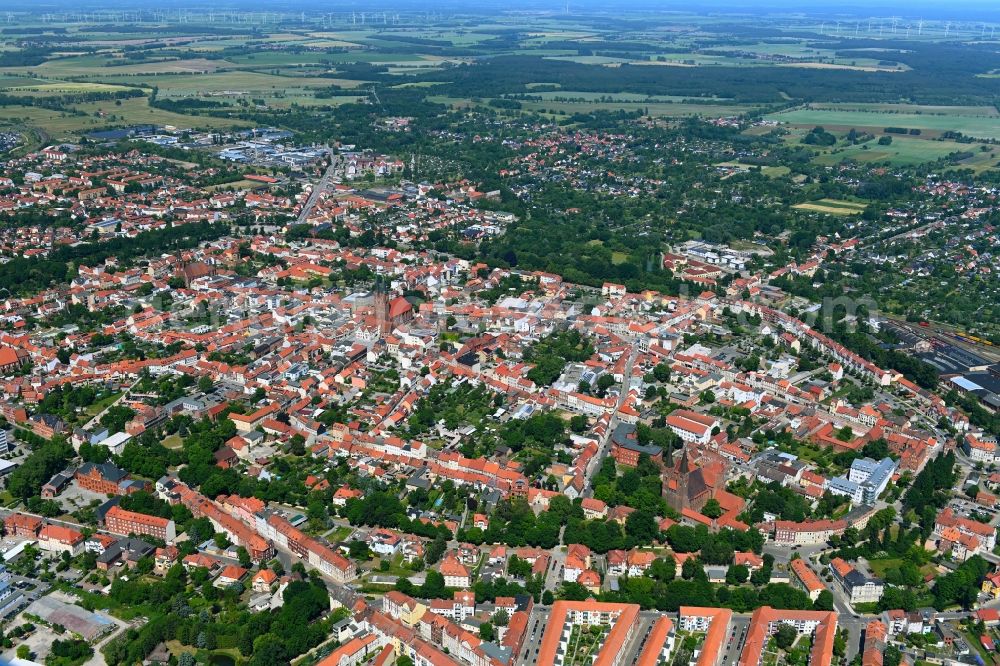 Aerial image Stendal - City view of the city area of in Stendal in the state Saxony-Anhalt, Germany