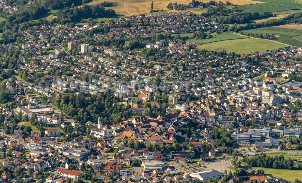 Stockach from above - City view on down town in Stockach in the state Baden-Wuerttemberg, Germany
