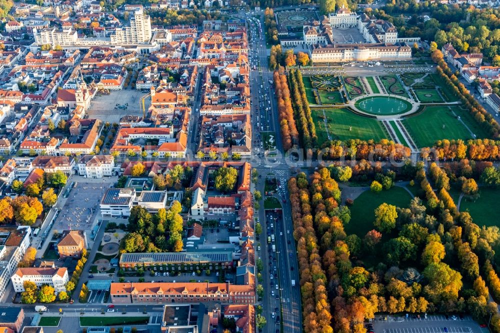Aerial photograph Ludwigsburg - City view on down town Stuttgarter / Schorndorfer Strasse and Schlosspark in Ludwigsburg in the state Baden-Wurttemberg, Germany