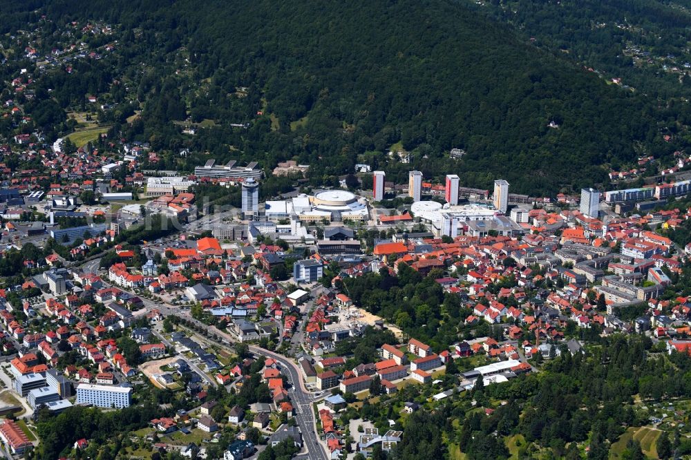 Aerial image Suhl - City view of the city area of in Suhl in the state Thuringia, Germany