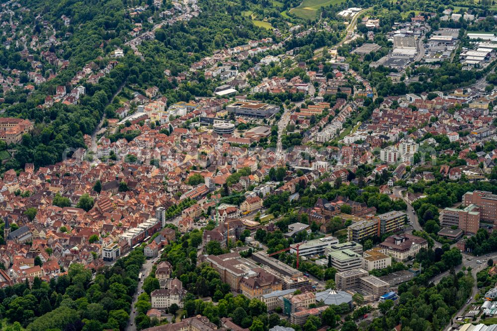 Aerial photograph Tübingen - City view on down town in Tuebingen in the state Baden-Wuerttemberg, Germany