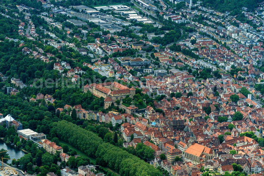 Tübingen from the bird's eye view: City view on down town in Tuebingen in the state Baden-Wuerttemberg, Germany