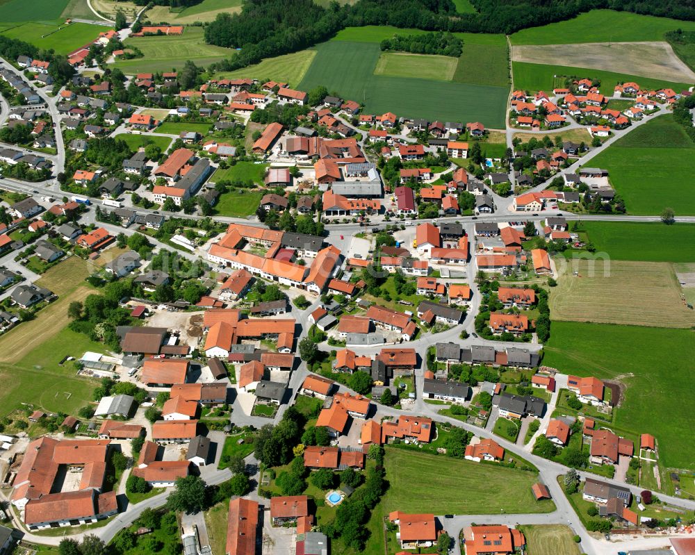 Aerial image Teising - City view on down town in Teising in the state Bavaria, Germany