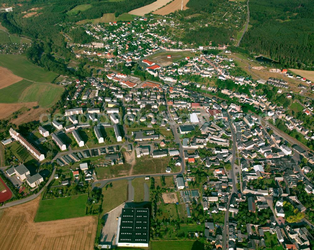 Triebes from above - City view on down town in Triebes in the state Thuringia, Germany