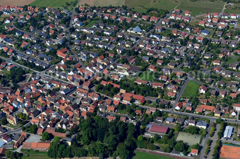 Uettingen from above - City view on down town in Uettingen in the state Bavaria, Germany