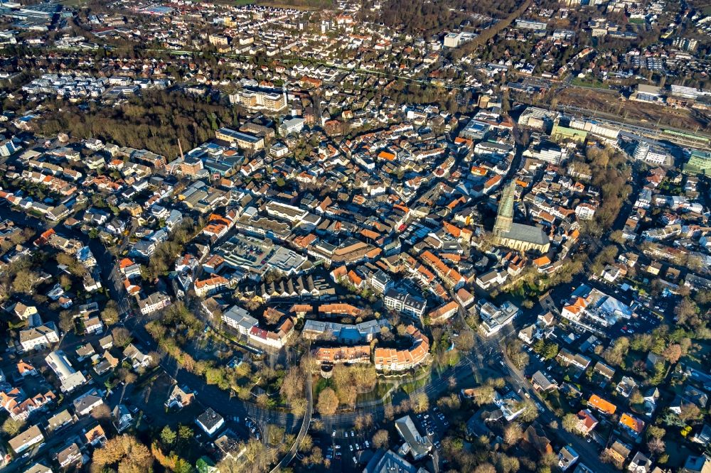 Unna from the bird's eye view: City view of the city area of in Unna in the state North Rhine-Westphalia, Germany