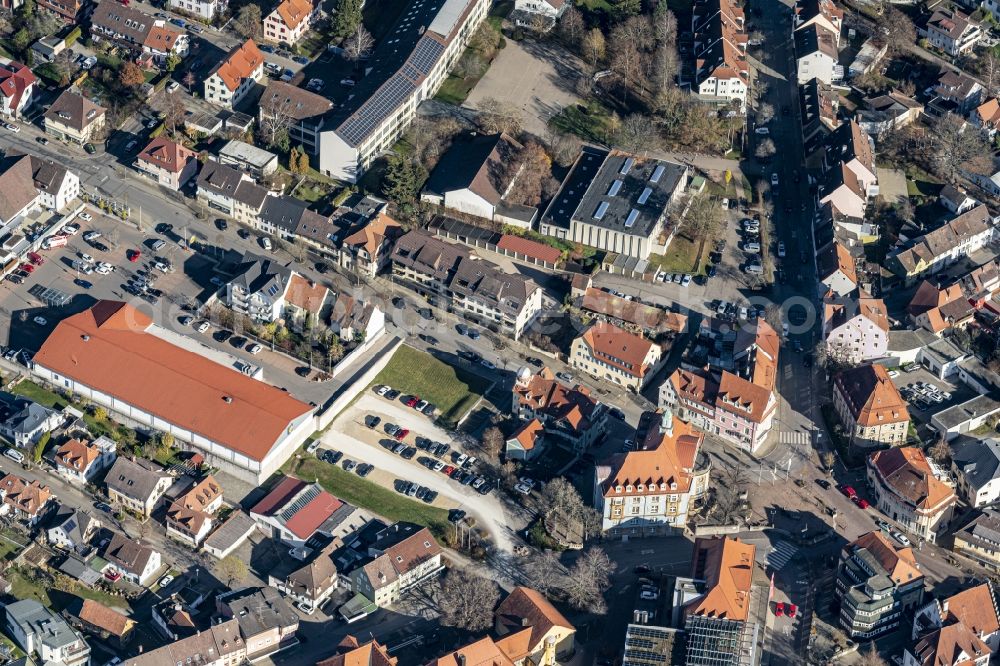 Aerial photograph Donaueschingen - City view on down town Villinger Strasse in Donaueschingen in the state Baden-Wuerttemberg, Germany