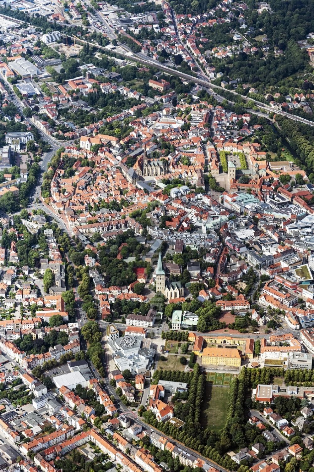 Osnabrück from above - City view on down town in Vordergrund die Universitaet Osnabrueck in Osnabrueck in the state Lower Saxony, Germany