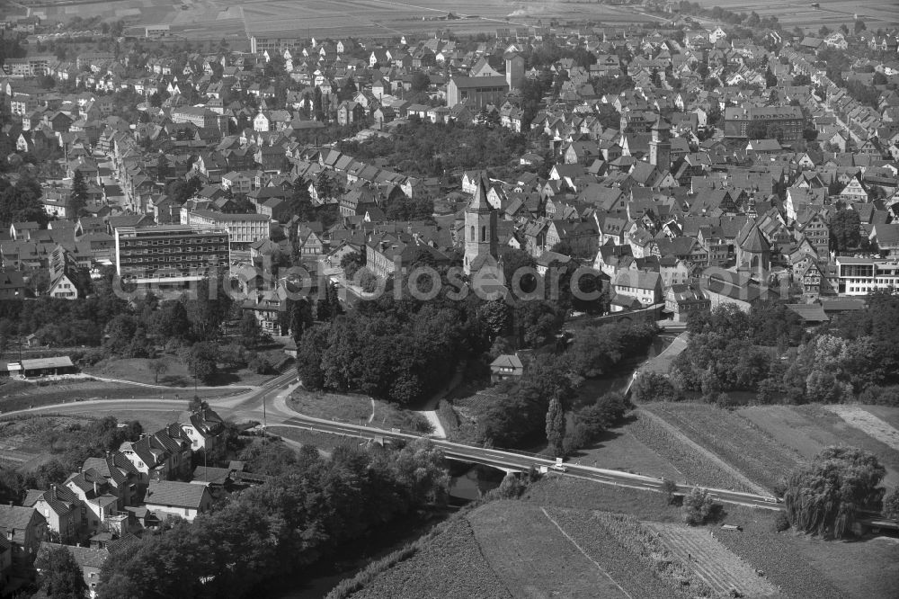 Aerial image Waiblingen - City view on down town in Waiblingen in the state Baden-Wuerttemberg, Germany