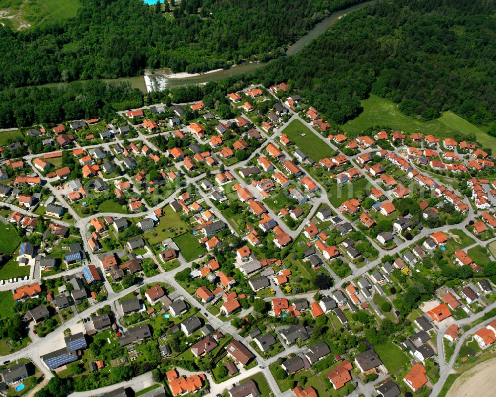 Wald a.d.Alz from above - City view on down town in Wald a.d.Alz in the state Bavaria, Germany