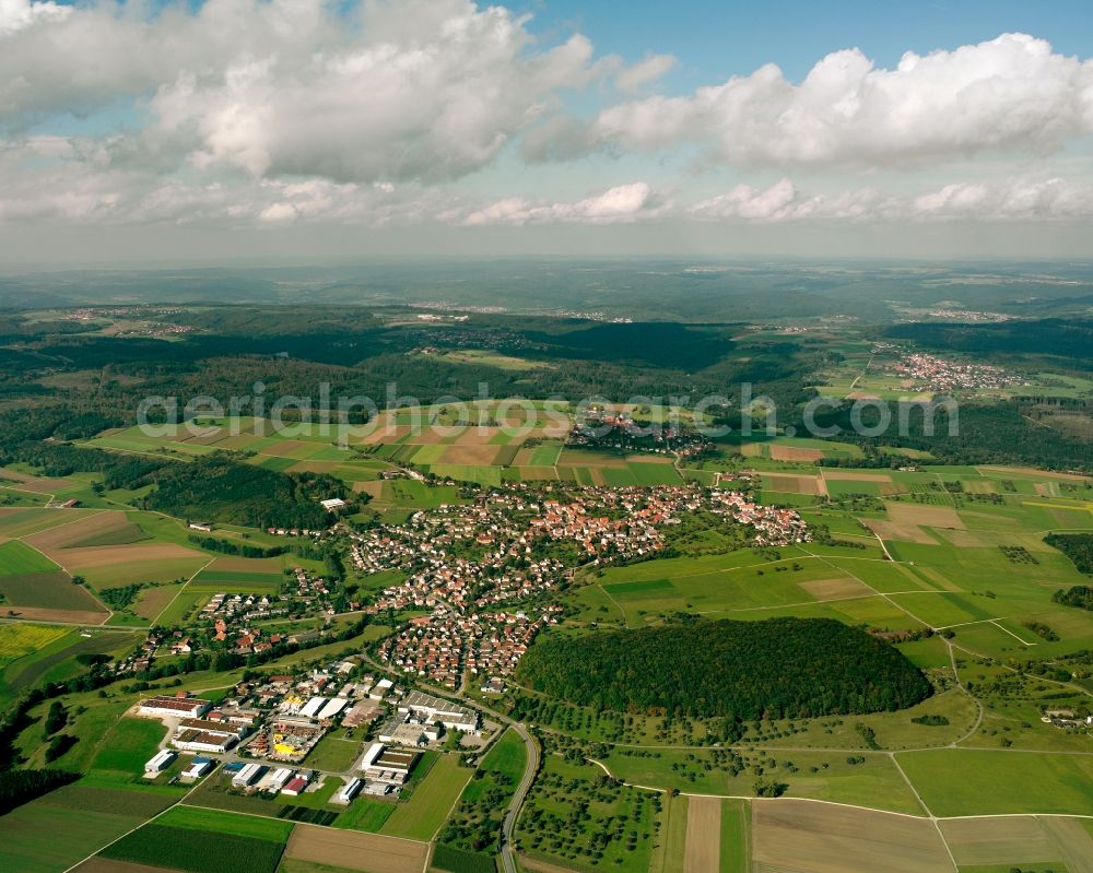 Wangen from above - City view on down town in Wangen in the state Baden-Wuerttemberg, Germany