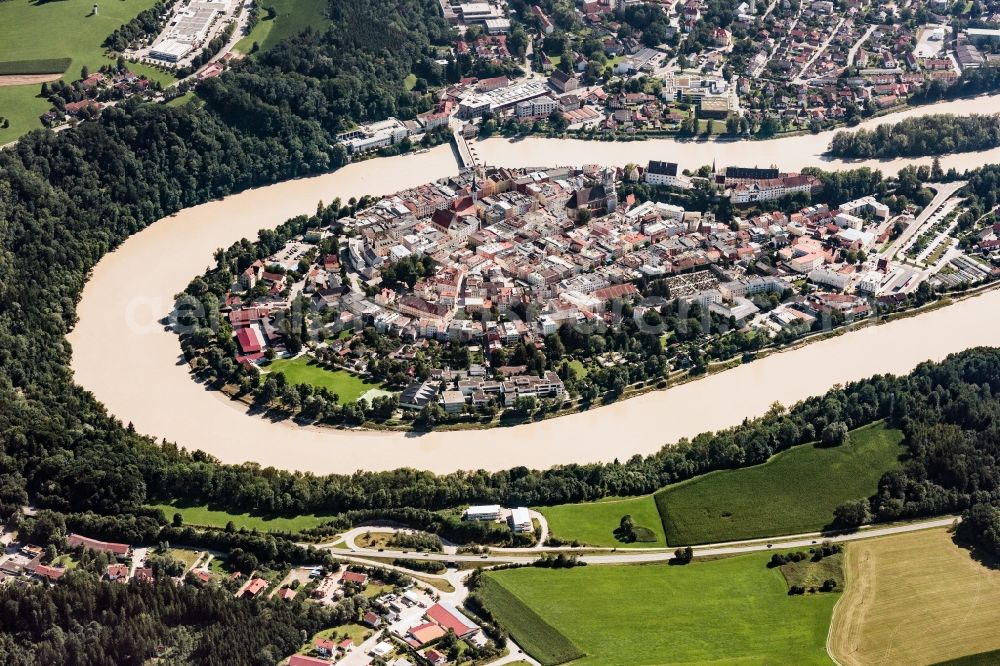 Aerial photograph Wasserburg am Inn - City view of the city area of in Wasserburg am Inn in the state Bavaria, Germany