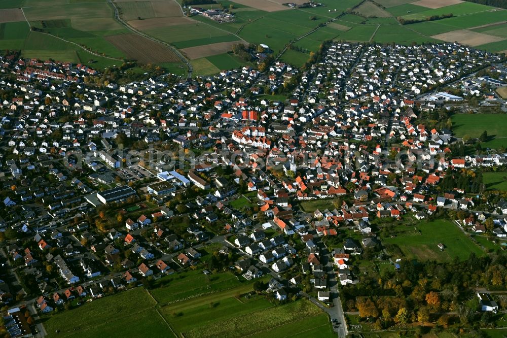Wehrheim from above - City view on down town in Wehrheim in the state Hesse, Germany