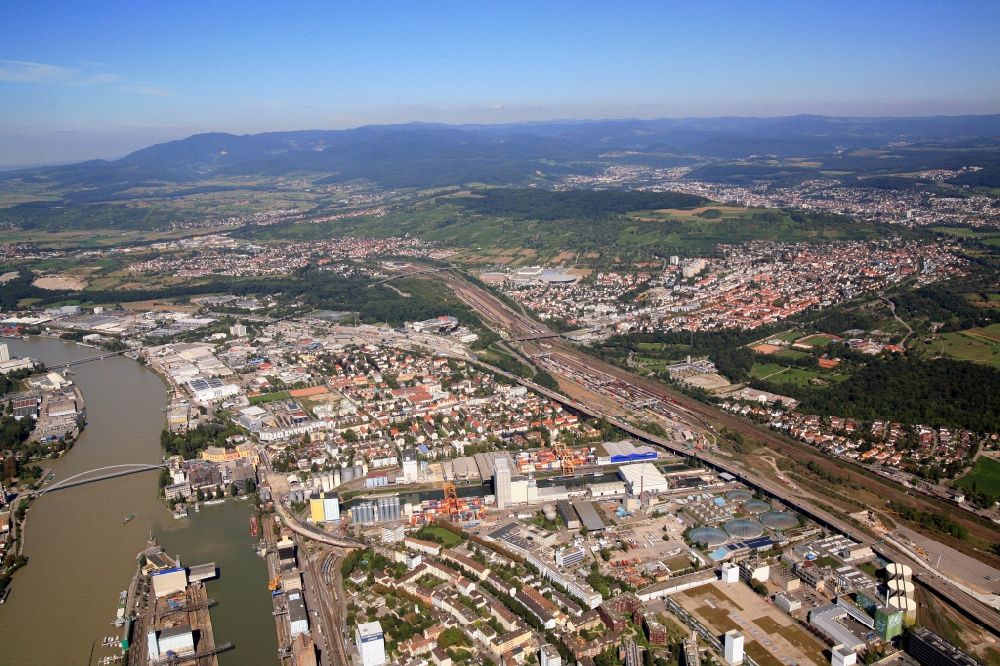 Aerial image Weil am Rhein - City view from the center of in Weil am Rhein in the state Baden-Wuerttemberg
