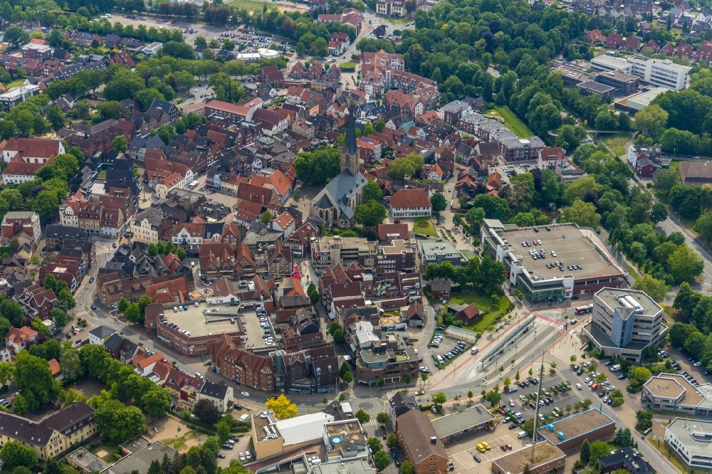 Werne from above - City view on down town in Werne in the state North Rhine-Westphalia, Germany