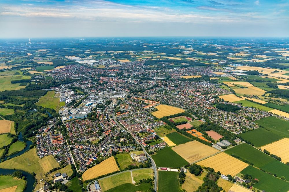 Werne from above - City view on down town in Werne in the state North Rhine-Westphalia, Germany