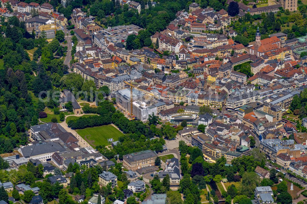 Baden-Baden from above - City view on down town von Westen in Baden-Baden in the state Baden-Wuerttemberg, Germany