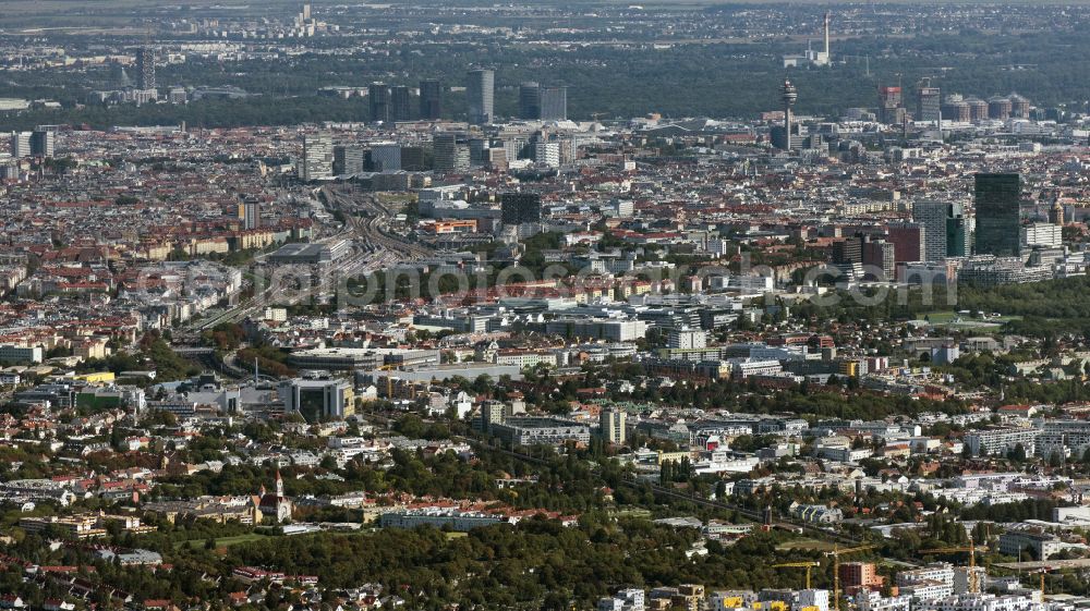 Wien from the bird's eye view: City view on down town in Vienna in Austria