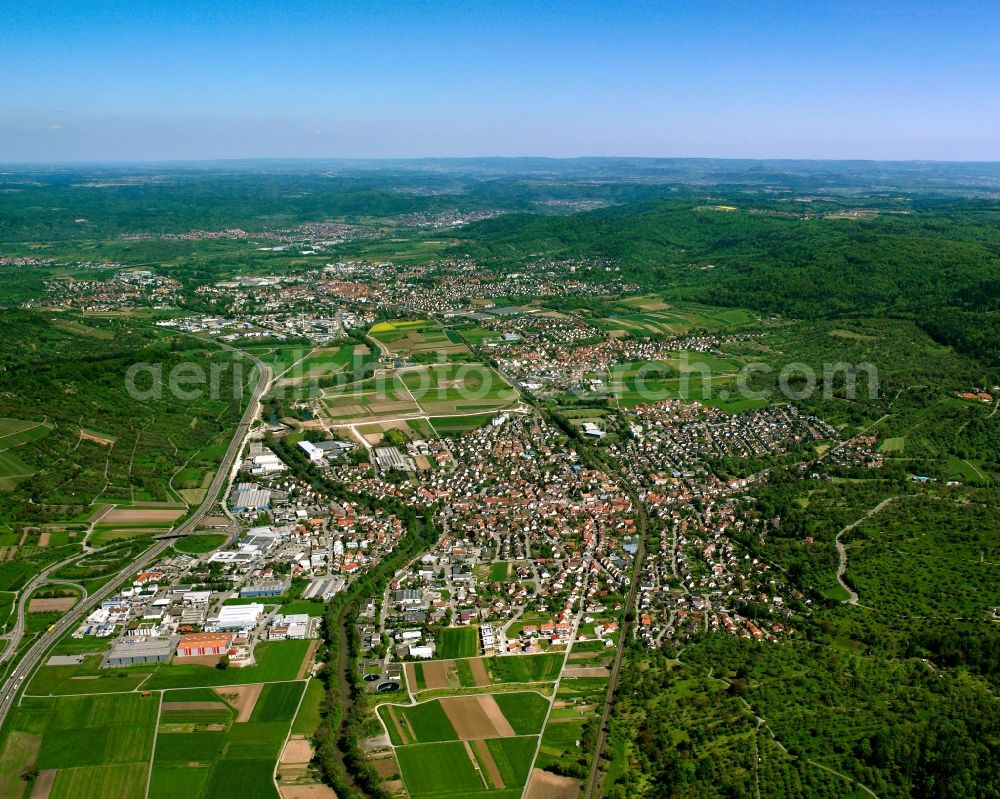 Aerial photograph Winterbach - City view on down town in Winterbach in the state Baden-Wuerttemberg, Germany