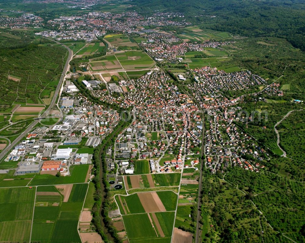 Winterbach from above - City view on down town in Winterbach in the state Baden-Wuerttemberg, Germany