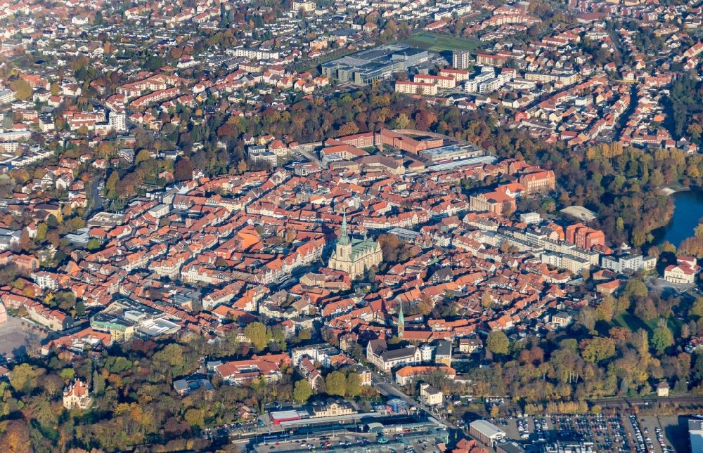 Aerial image Wolfenbüttel - City view on down town of Wolfenbuettel in the state Lower Saxony, Germany