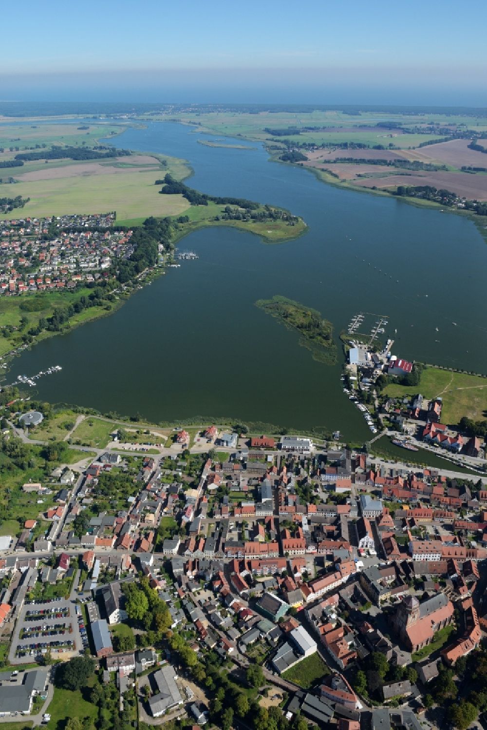 Wolgast from the bird's eye view: City view of the city area of in Wolgast in the state Mecklenburg - Western Pomerania