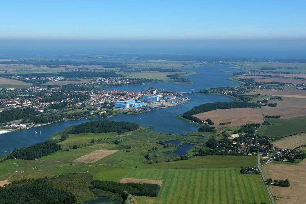 Aerial image Wolgast - City view of the city area of in Wolgast in the state Mecklenburg - Western Pomerania