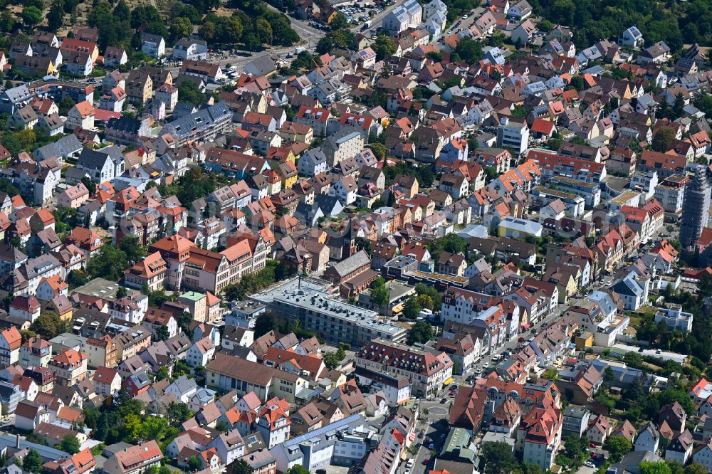 Zuffenhausen from above - City view on down town in Zuffenhausen in the state Baden-Wuerttemberg, Germany