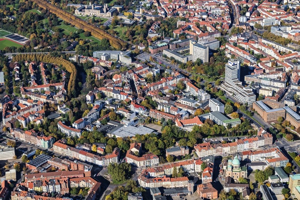 Aerial image Hannover - City view of the inner city area Calenberger Neustadt in Hannover in the state Niedersachsen, Germany