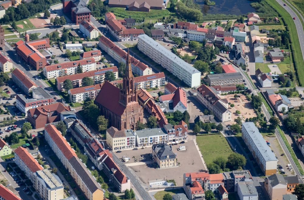 Aerial image Demmin - City view of downtown area in Demmin in the state Mecklenburg - Western Pomerania, Germany