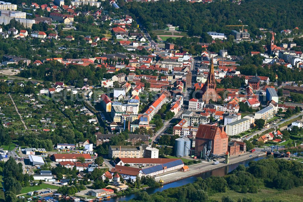 Aerial image Demmin - City view of downtown area in Demmin in the state Mecklenburg - Western Pomerania, Germany