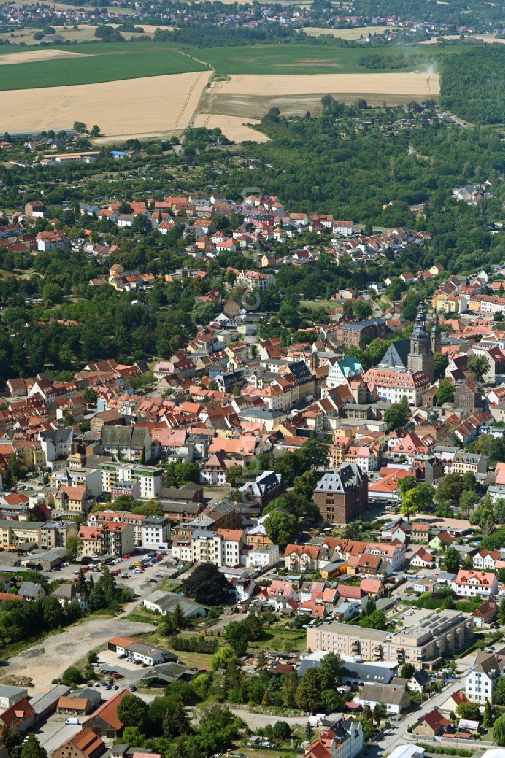 Aerial image Lutherstadt Eisleben - City view of downtown area Eisleben in the district Osterhausen in Lutherstadt Eisleben in the state Saxony-Anhalt