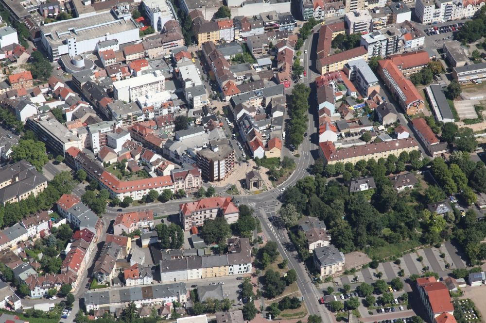 Aerial image Frankenthal (Pfalz) - City view of downtown area in Frankenthal (Pfalz) in the state Rhineland-Palatinate, Germany
