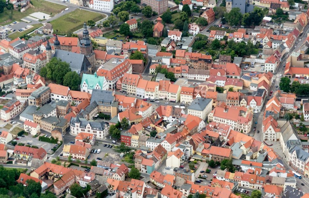 Aerial photograph Lutherstadt Eisleben - City view of downtown area Eisleben in the district Osterhausen in Lutherstadt Eisleben in the state Saxony-Anhalt