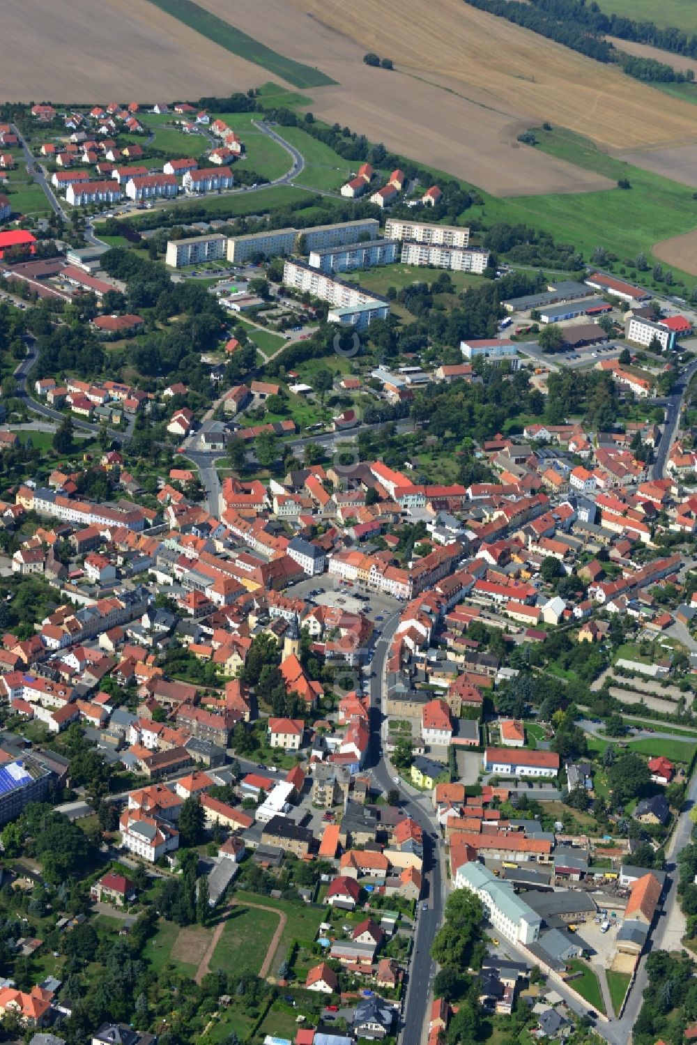 Aerial photograph Radeburg - Cityscape of downtown area of Radeburg in the state of Saxony in Germany