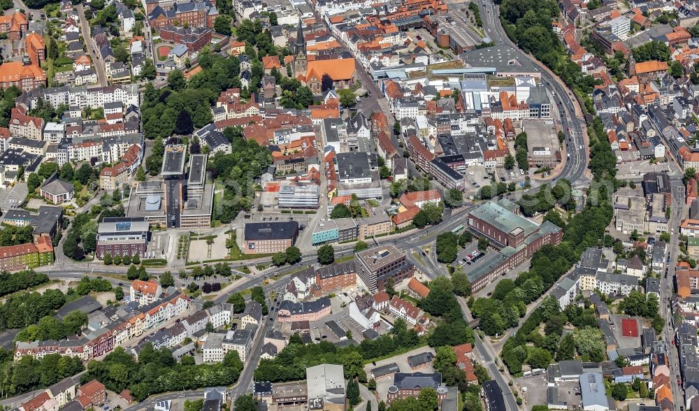 Flensburg from above - City view of downtown area suedliche Altstadt in Flensburg in the state Schleswig-Holstein, Germany