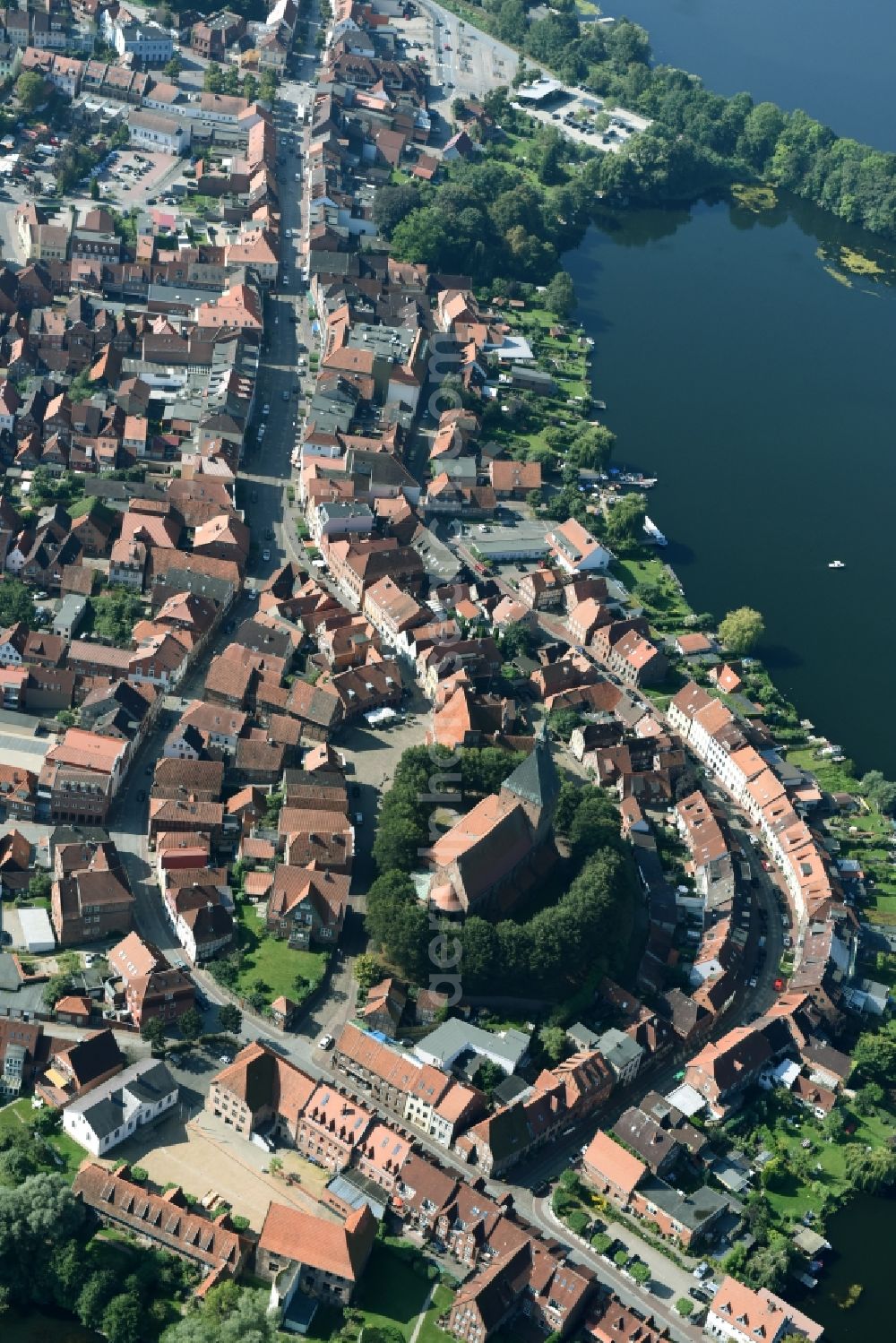 Mölln from the bird's eye view: City view of downtown area in Moelln in the state Schleswig-Holstein